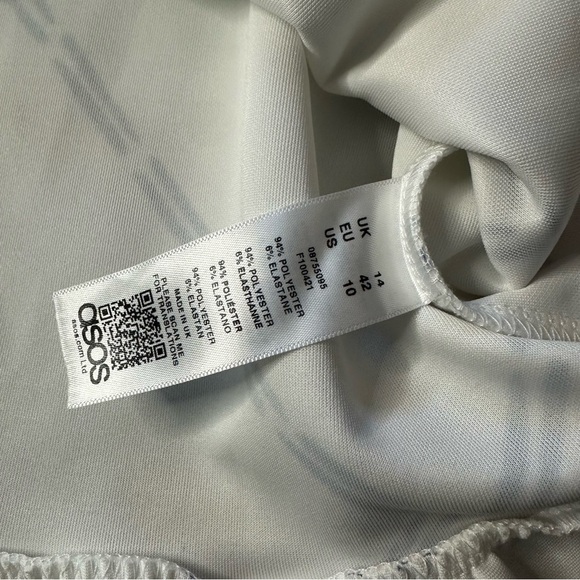 🎆 ASOS wrap mini dress sz 10 large blue white summer feminine ruffle spaghetti - Picture 5 of 7